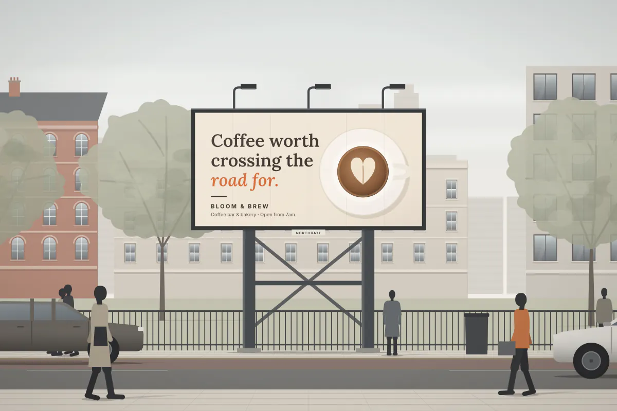 48-sheet roadside billboard on Oxford Road — daytime view